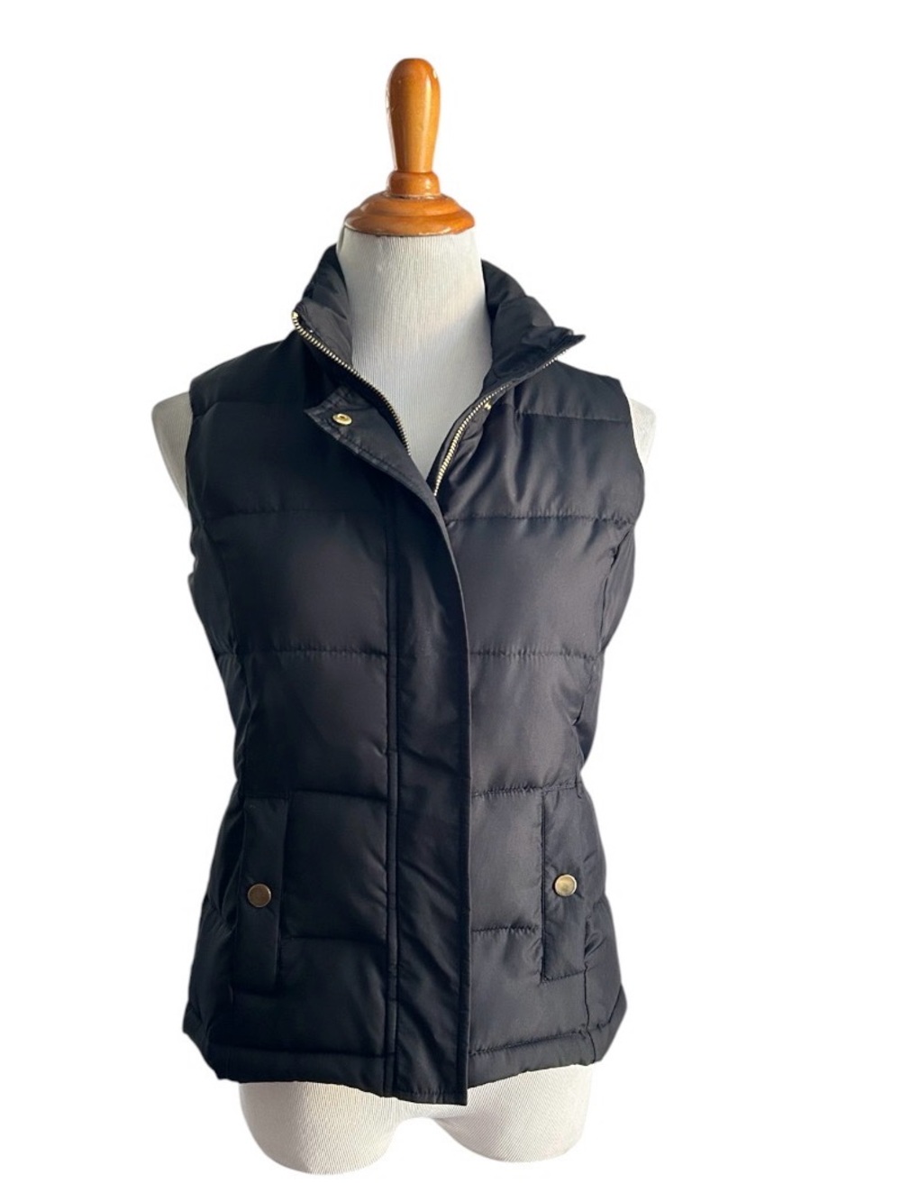 Charter Club Black Quilted Puffer Vest with Snap Pockets